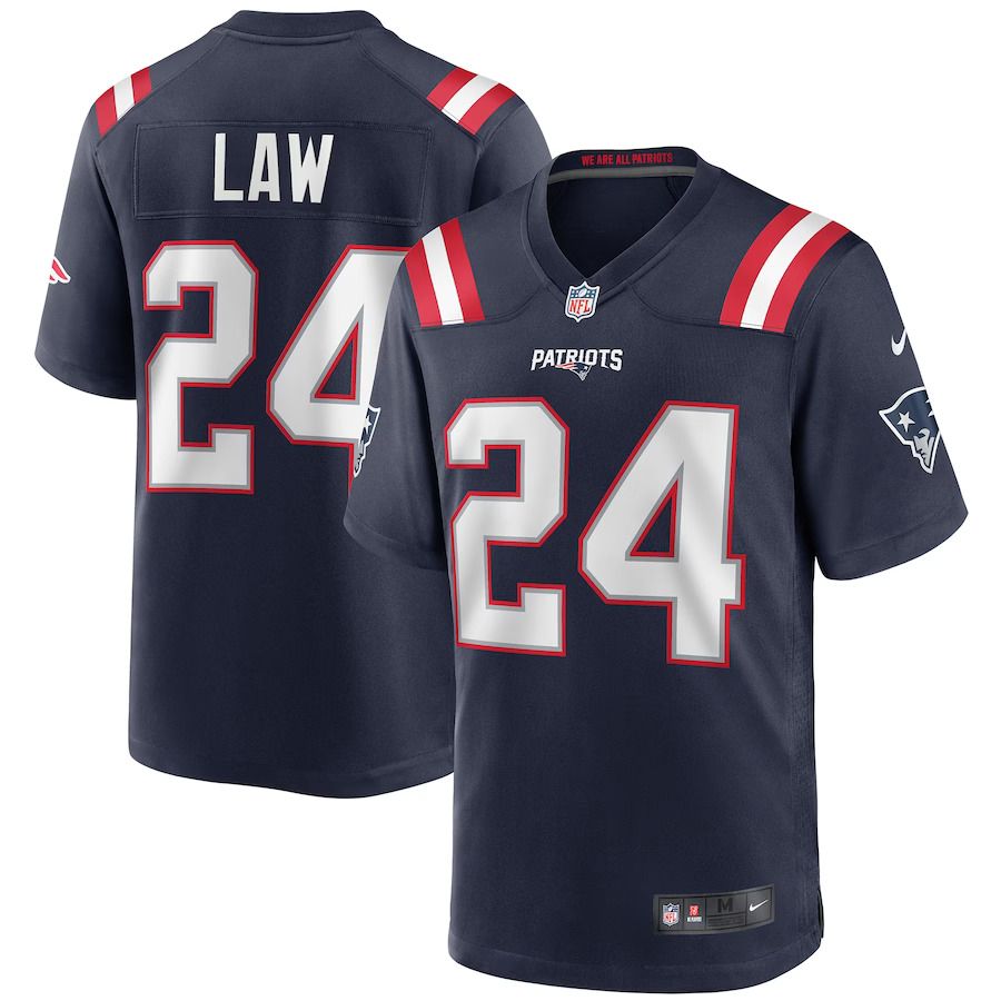 Men New England Patriots 24 Ty Law Nike Navy Game Retired Player NFL Jersey